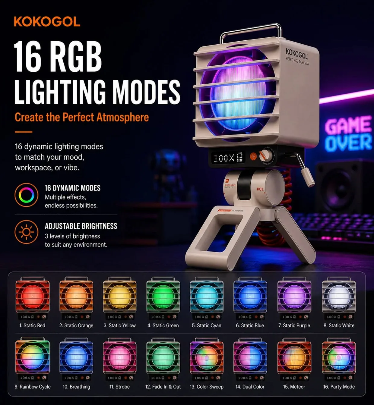 AirPixel Retro RGB Desk Fan