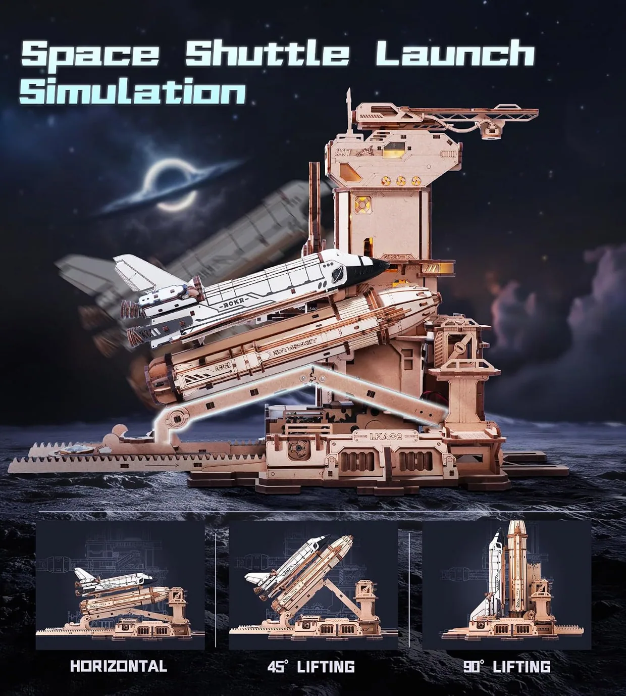 ROKR Space Shuttle Wooden Model